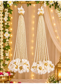 Floral Pearl Hanging Toran with Golden Accents, White, Yellow, Pink or Red