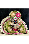 Laddu Gopal Poshak with Crystal Embellishments, Green and Pink, 8 Inches