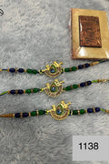 Green and Golden Bhai Rakhi, Pack of 1, Size 41