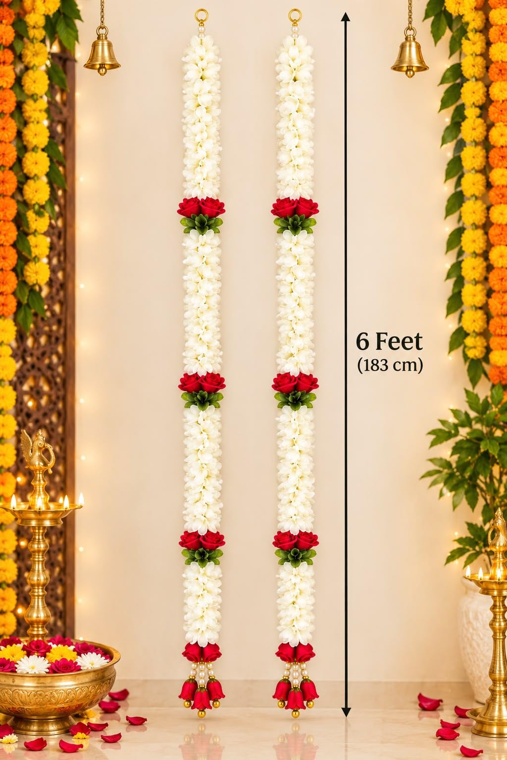 Side Hanging Flower Garlands for Diwali Decor