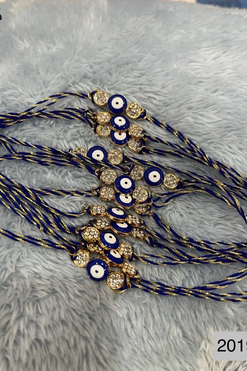 Navy Blue Evil Eye Bhai Rakhi on Dora Thread, Pack of 1