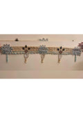 Golden and Blue Lotus Toran with Bead Tassels, 60 Inches, Diwali Decor