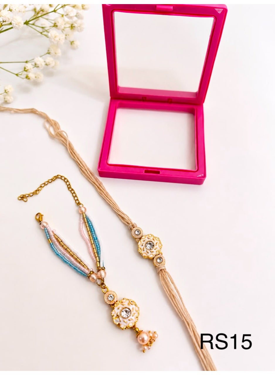 Bhai Rakhi and Bhabhi Bracelet Gift Set