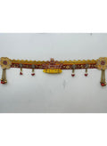 Red and Gold Embroidered Door Toran with Beads and Tassels, Diwali Decor