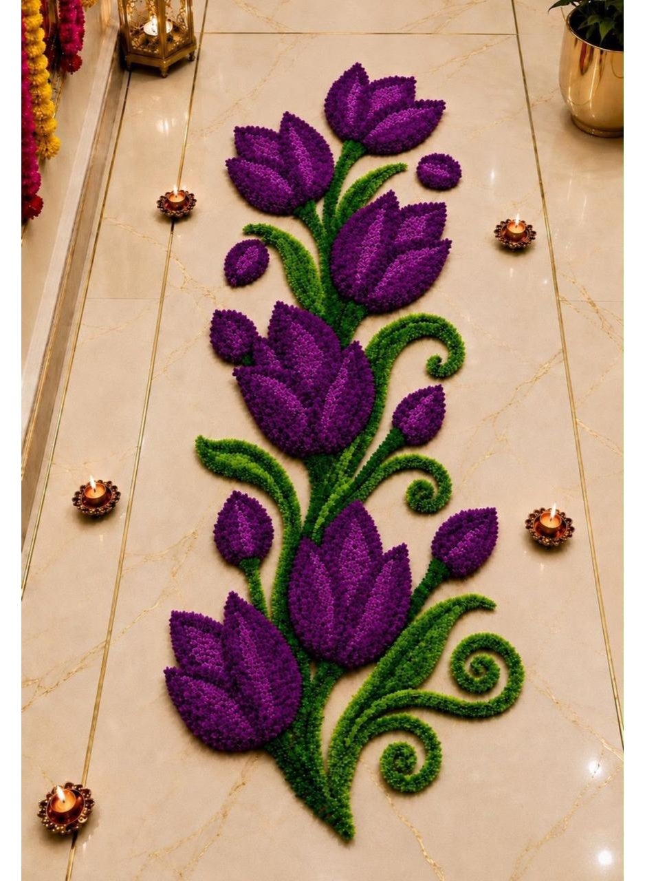 Utsav Tulip Trail Rangoli Mat, Pack of 1