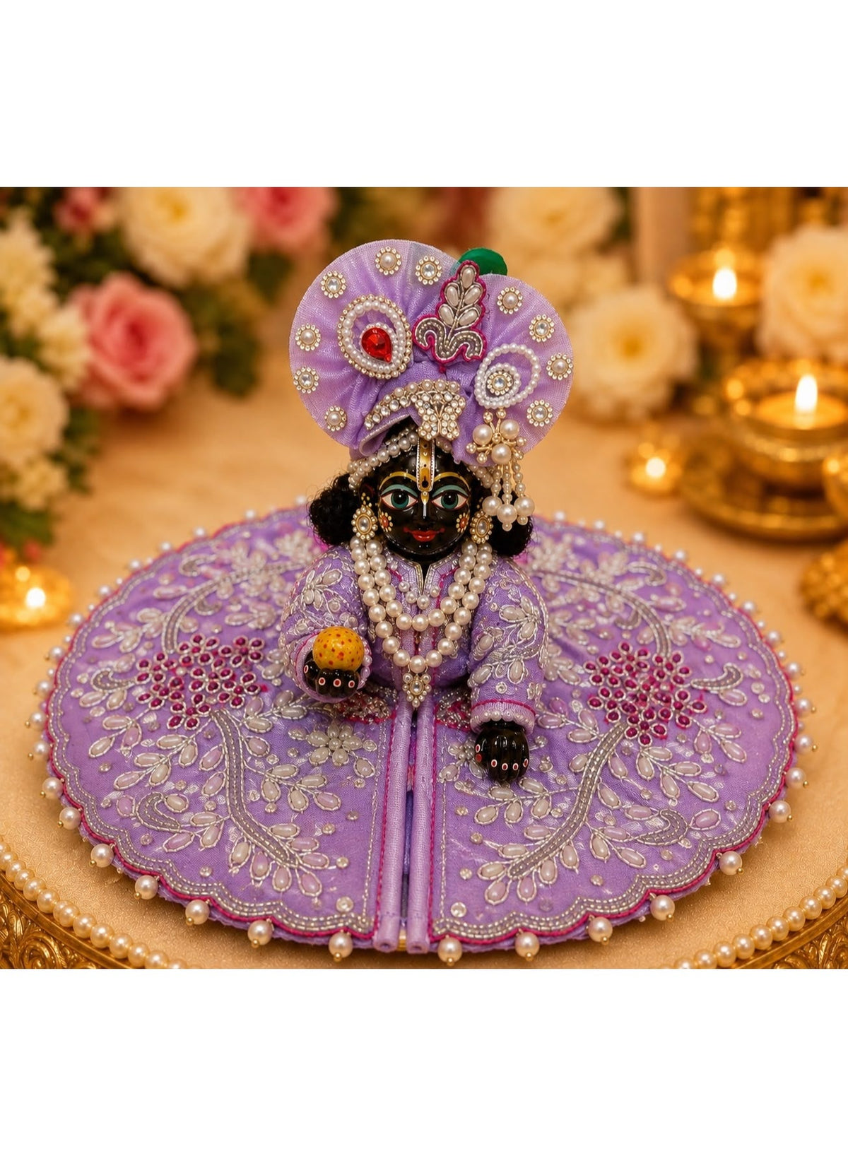Lavender Purple Laddu Gopal Poshak Set with Pagdi and Dupatta