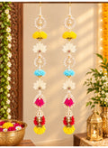 Floral Door Hanging Set with Lotus and Pearl Accents, Diwali Decor