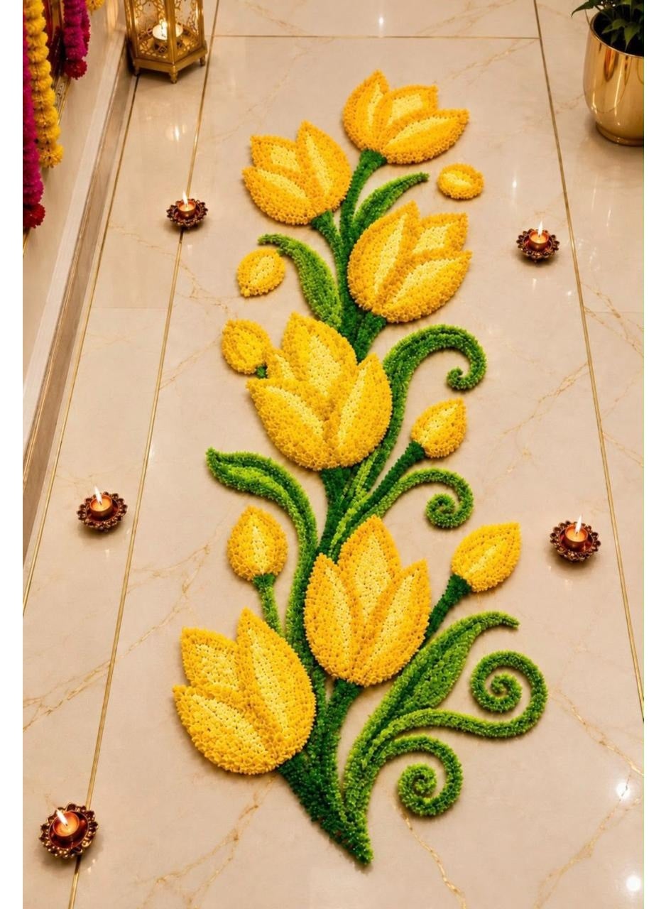 Utsav Tulip Trail Rangoli Mat, Pack of 1