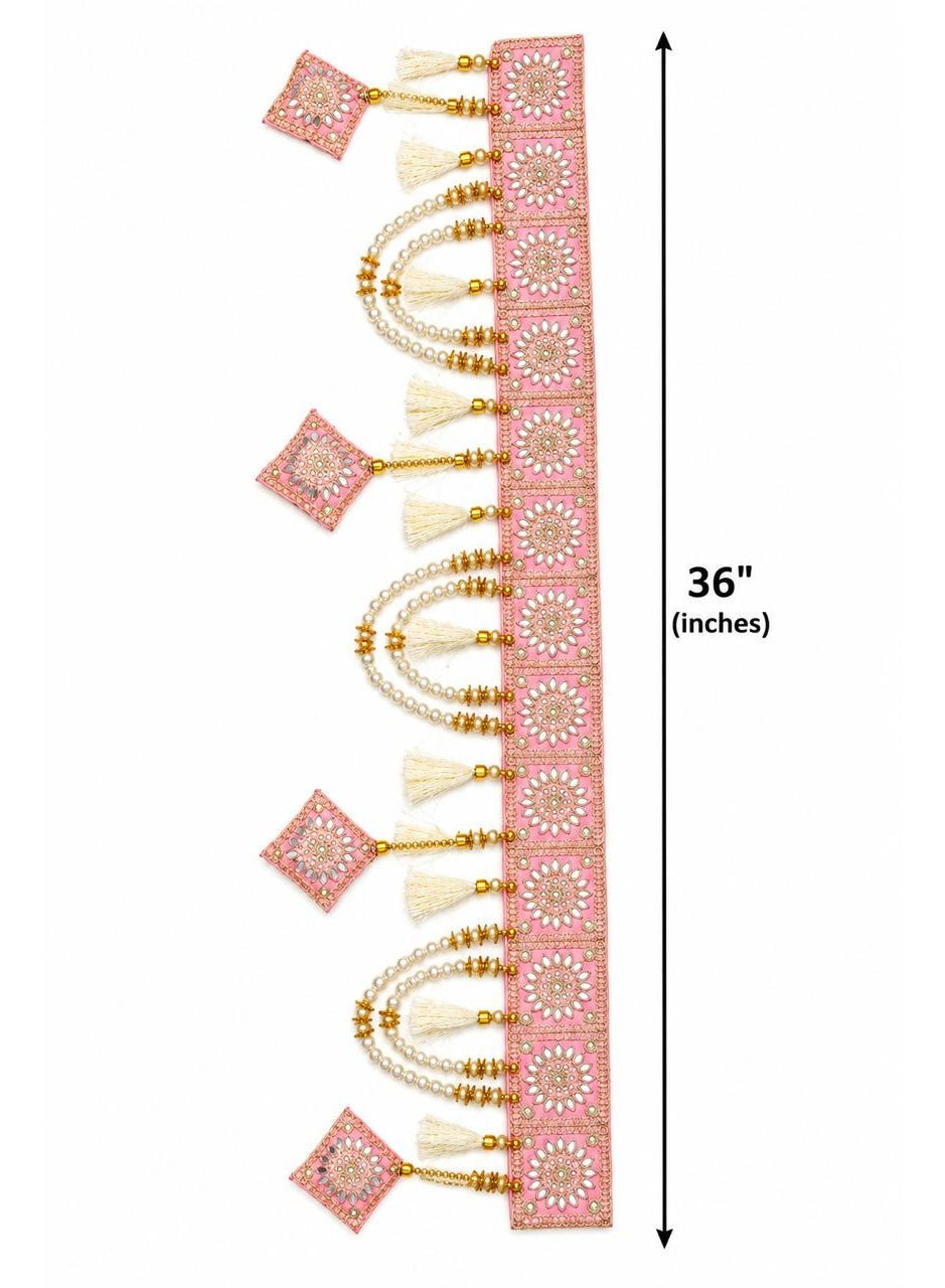 Pink Door Toran for Main Door, 35-36 Inches, Diwali Decor