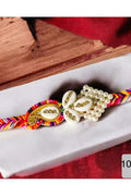 Multicolour Bhai Rakhi with Pearl and Shell Centre Piece, Pack of 1, Size 36