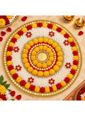 Pom-Pom Gajra Rangoli Mat, 14 Inches, Diwali Decor