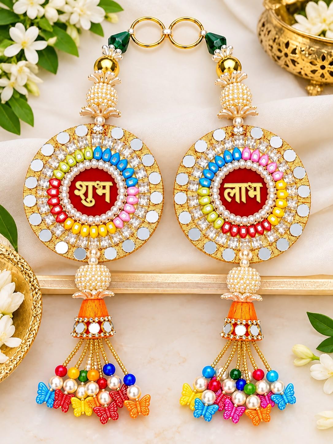 Shubh Labh Diwali Decor Hanging with Tassels & Beads