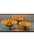 Brass Urli Bowl with Tealight Holders, Set of 3, Diwali Decor