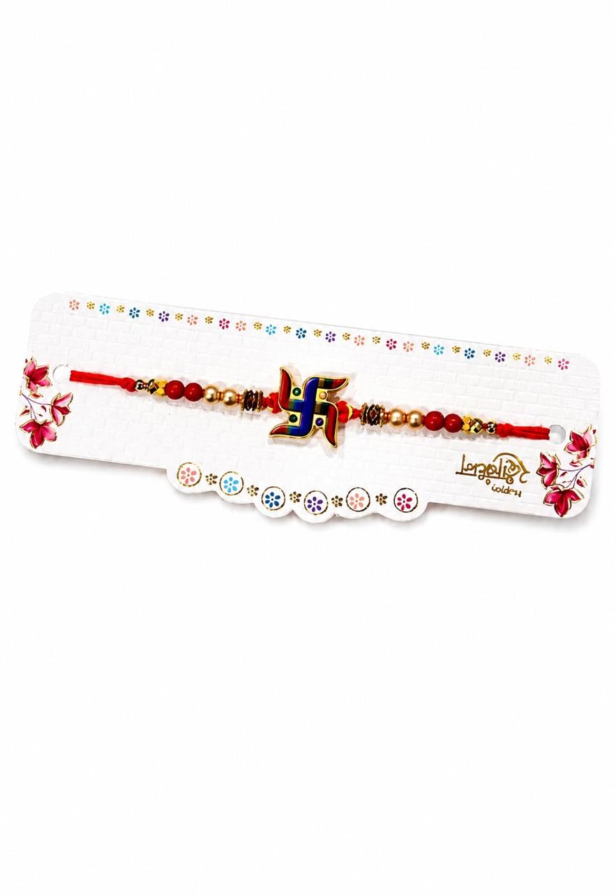 Rakhi Red Mauli Dhaga Swastik Bracelet for Rakshabandhan