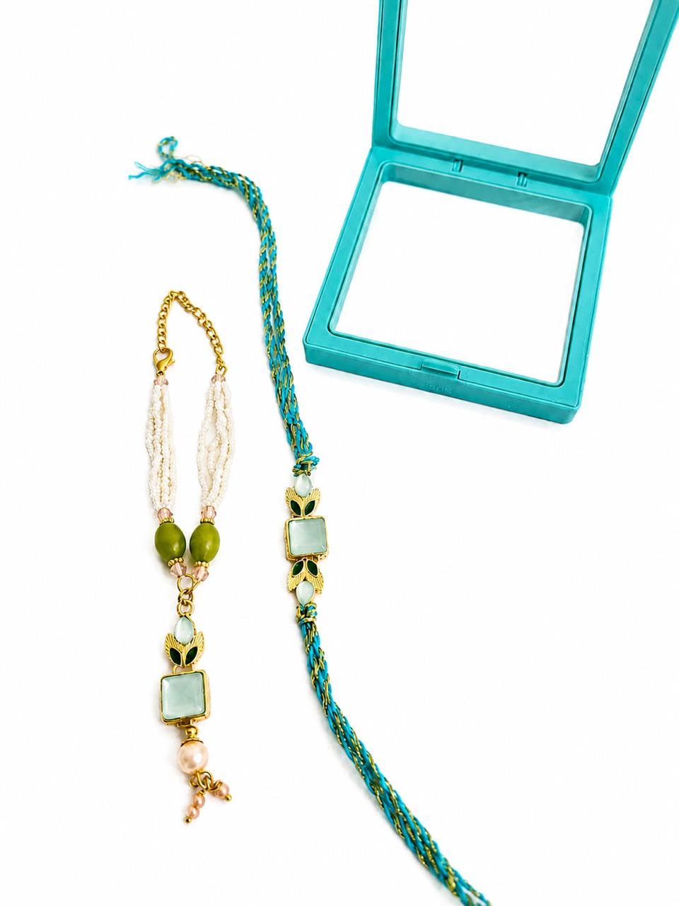 Lumba Rakhi for Bhabhi and Bhaiya, Raksha Bandhan Rakhi Set of 2, Gift Box