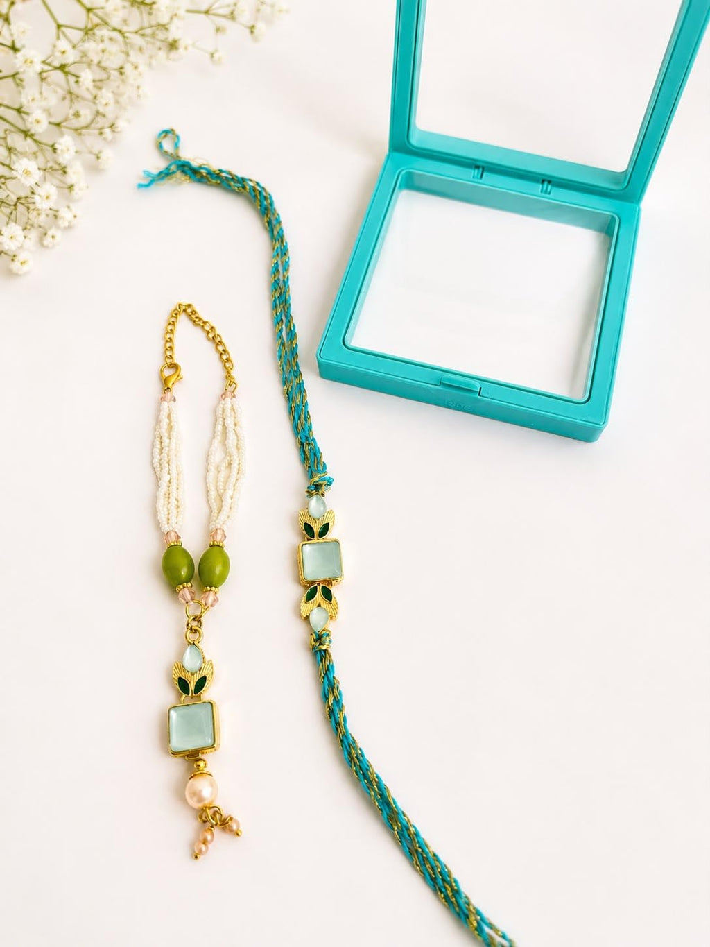 Lumba Rakhi for Bhabhi and Bhaiya, Raksha Bandhan Rakhi Set of 2, Gift Box
