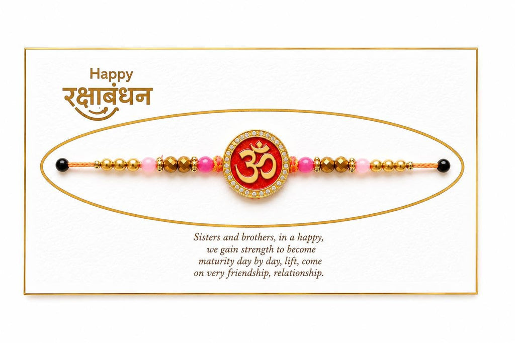 Rakhi with OM Pendant for Brother, Beaded Thread rakhi