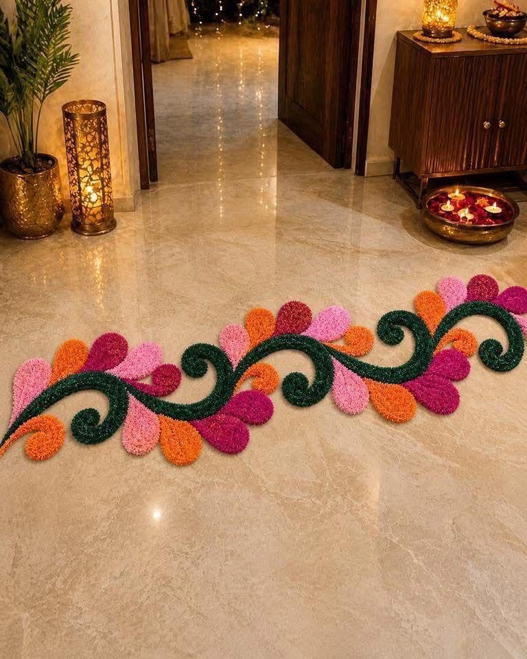 Cutwork Rangoli Mat Floral Design, Pack of 1