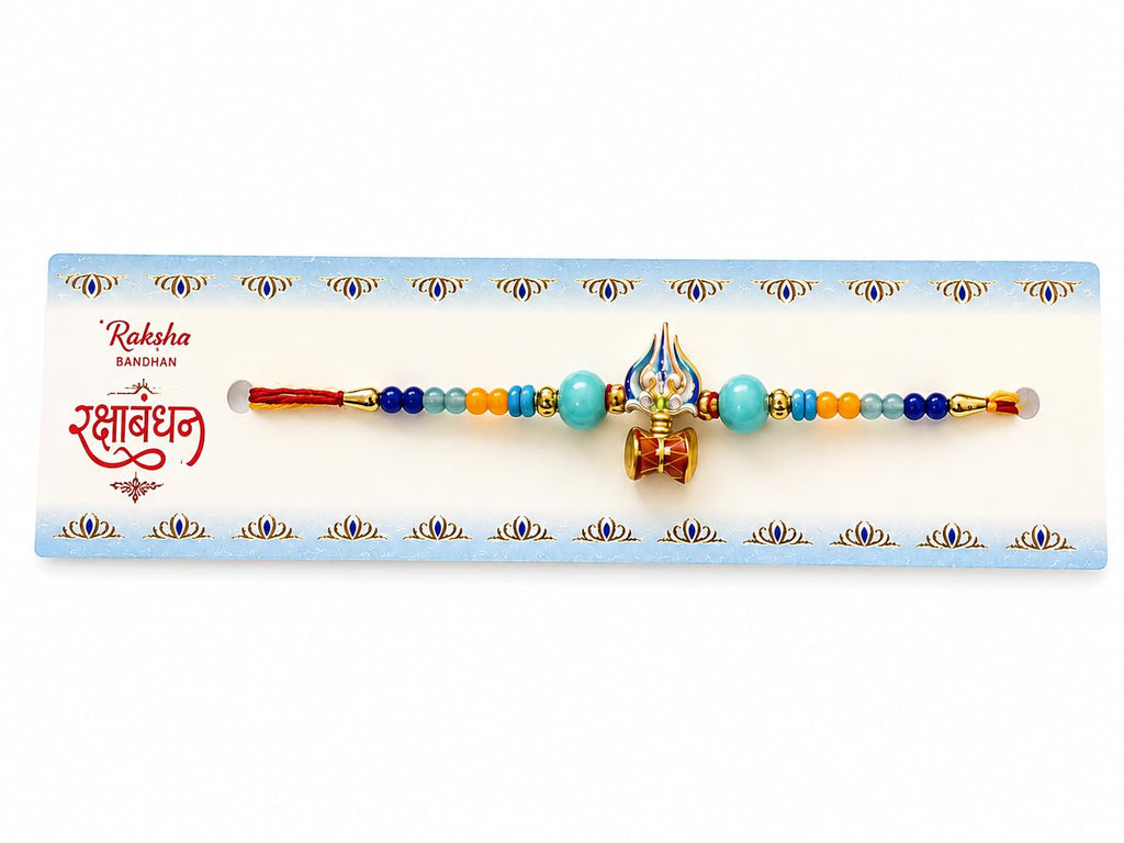 Raksha Bandhan Trishul Rakhi for Bhai with Beads