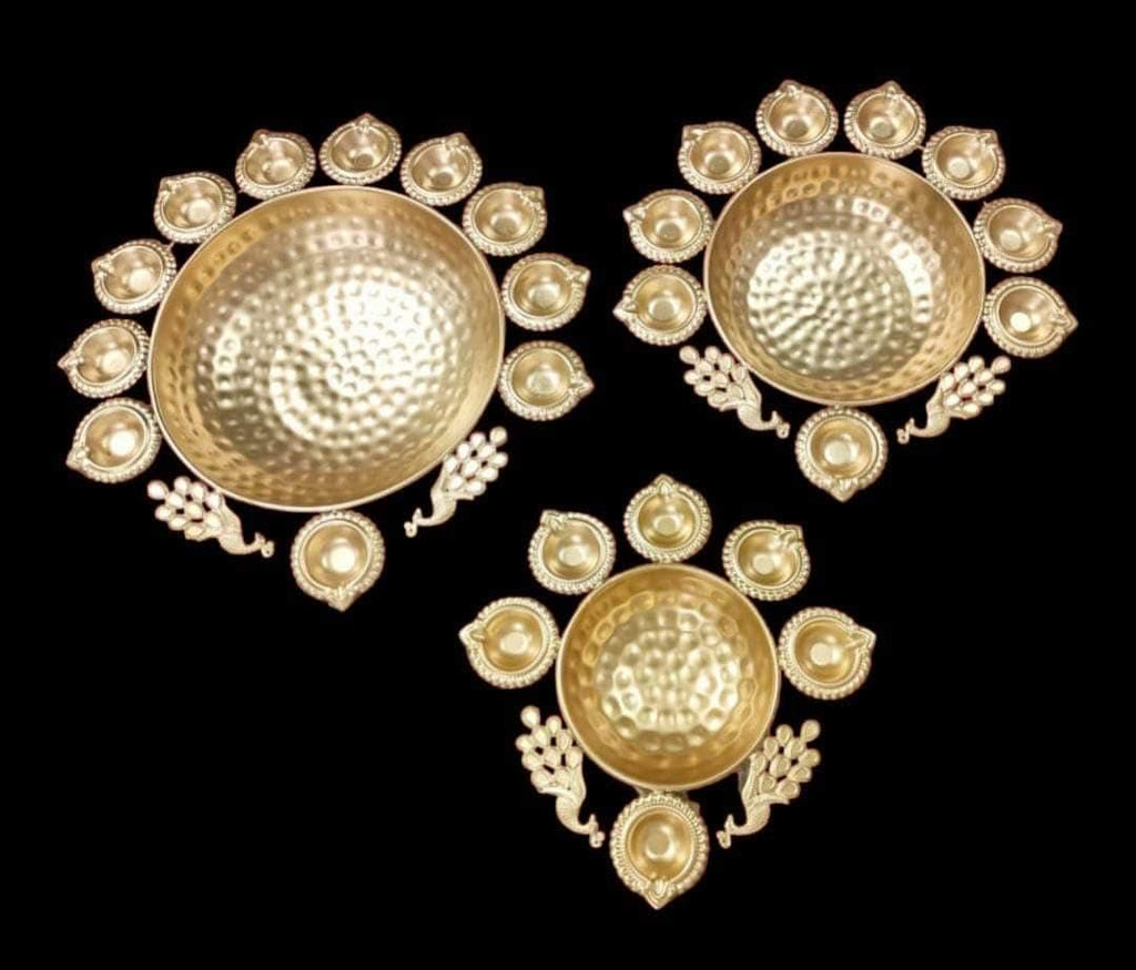Peacock Urli Diwali Decoration with Matching Stands