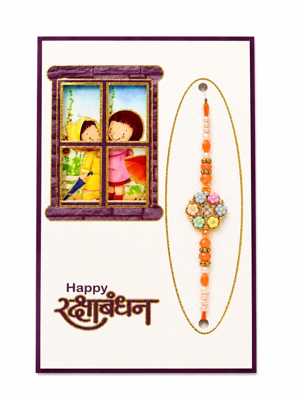 Rakshabandhan Floral Rakhi with Greeting Card