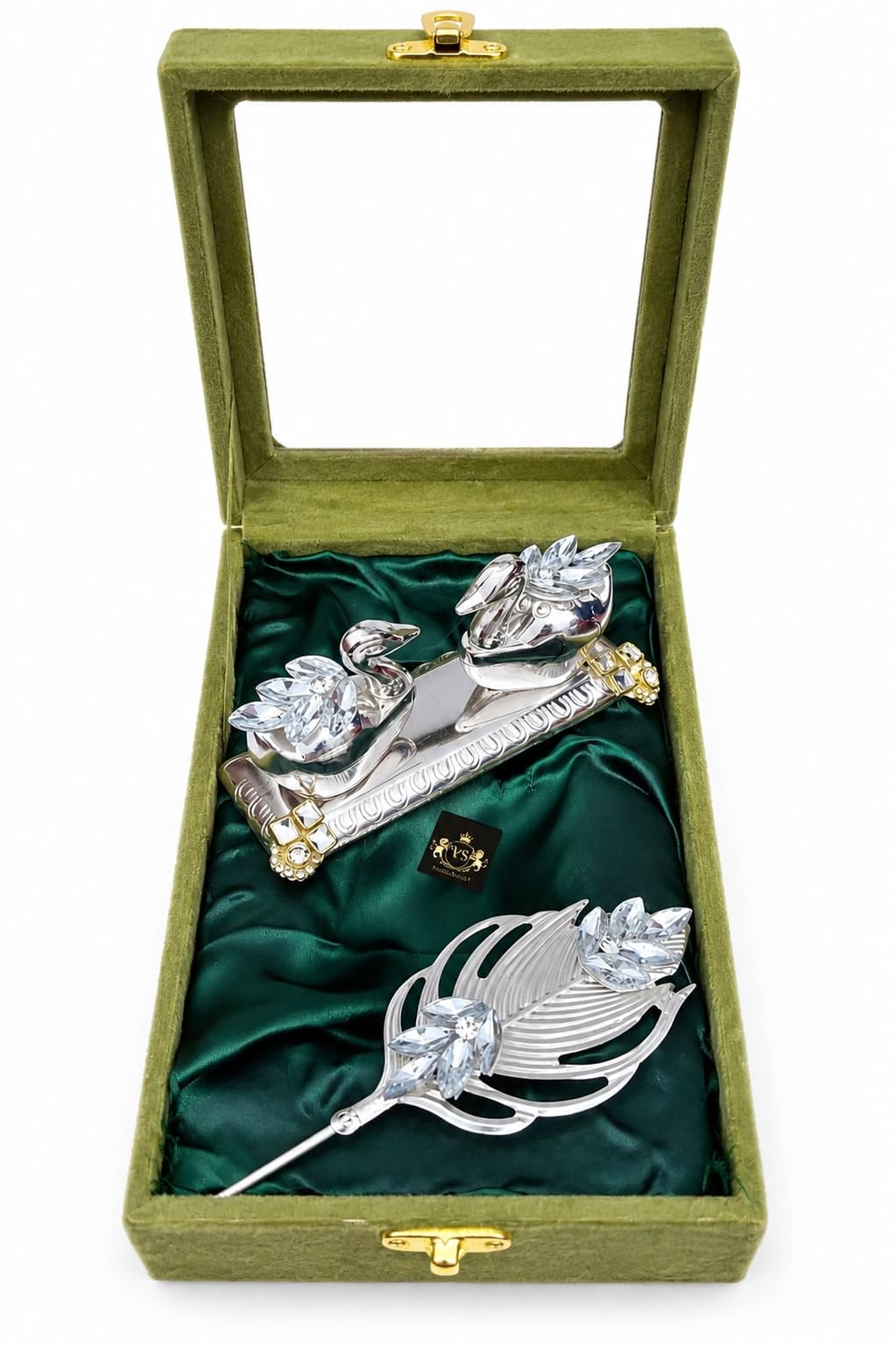 German Silver Tilak Stick Box with Velvet Gift Box