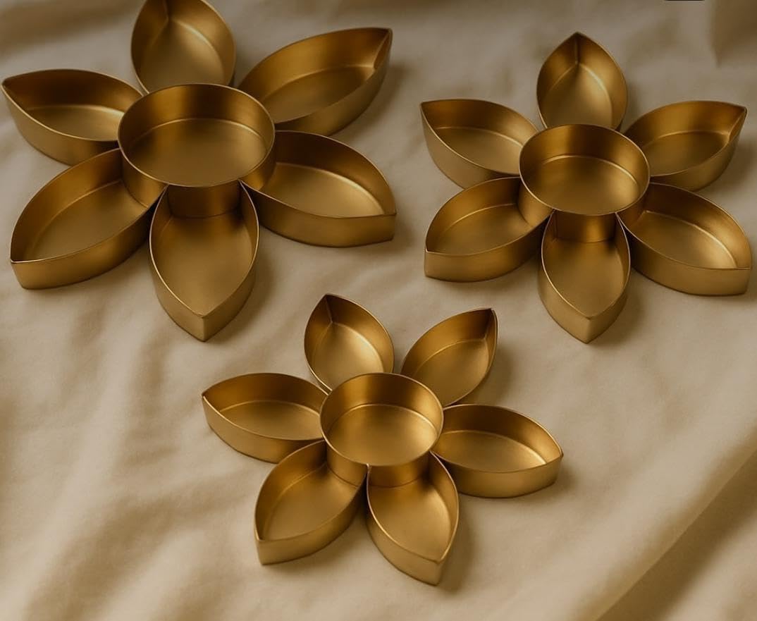 Diwali Decoration Urli Flower with Stands Gold