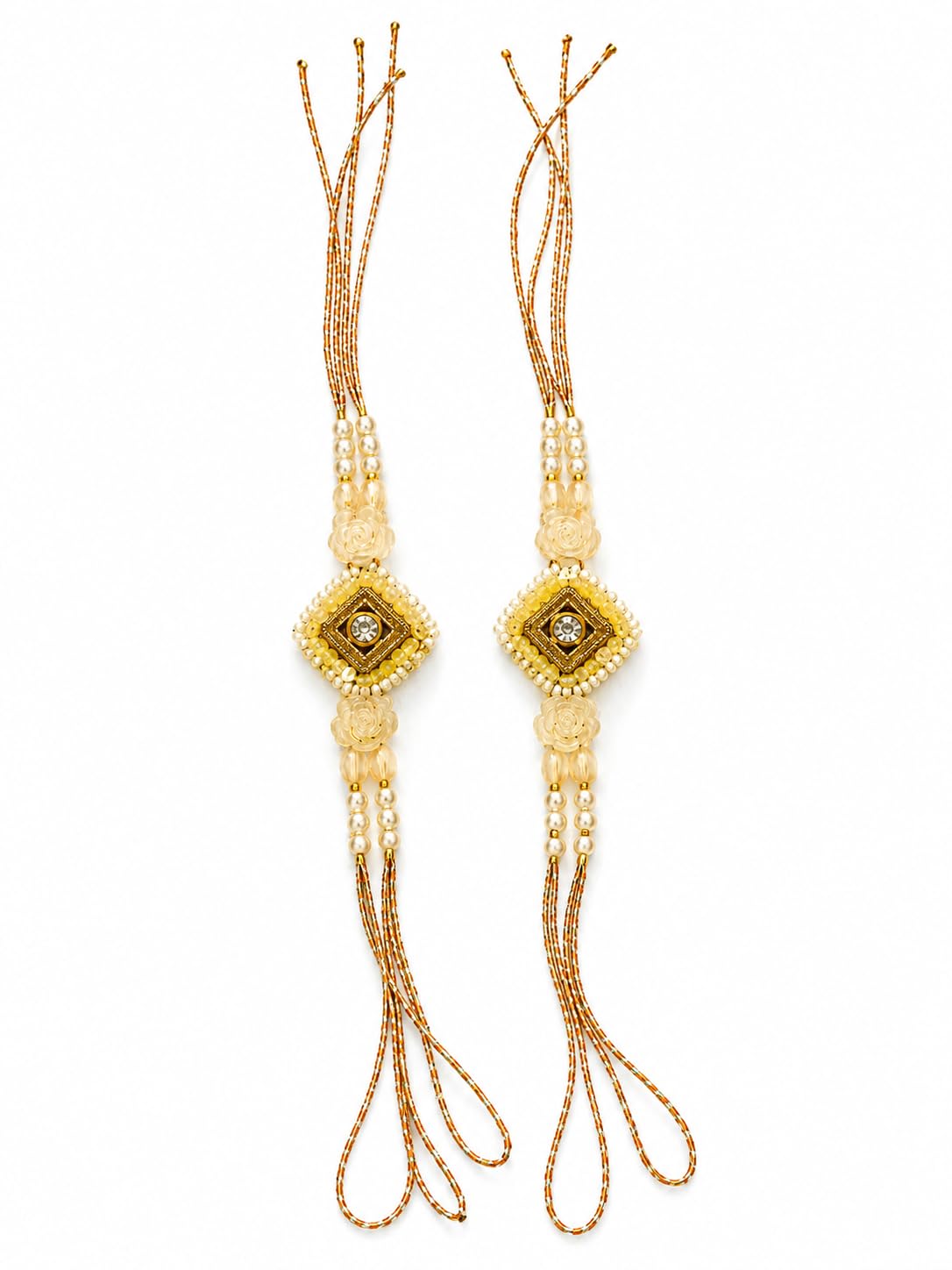 Rakhi for Rakshabandhan, peach Beaded Diamond Motif