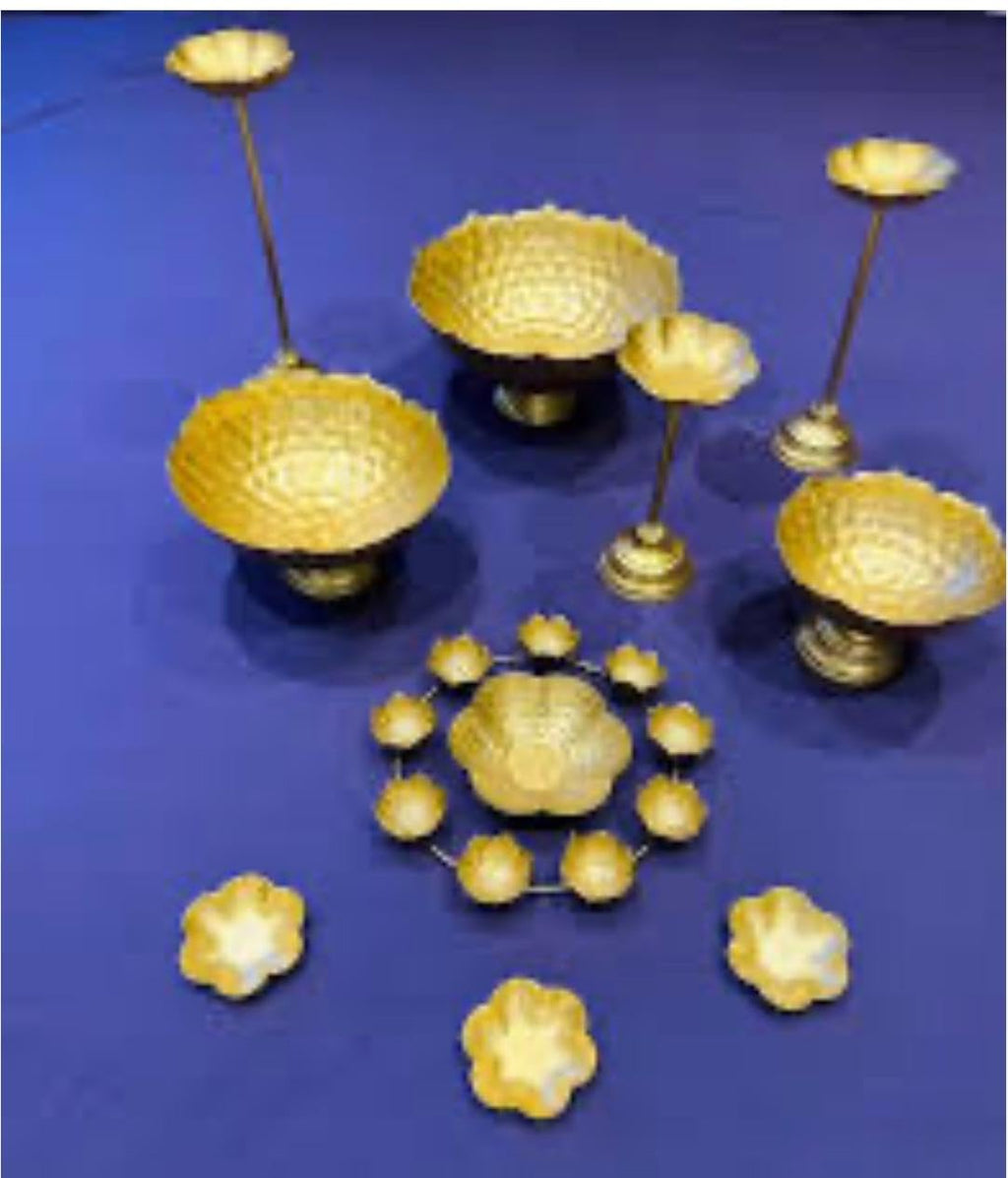 Diwali Decoration Tasla Urli Set Gold