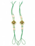 Rakhi for Rakshabandhan, Green Beaded Diamond Motif