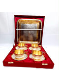 German Silver Coated Cup Saucer with Tray Set in Velvet Box