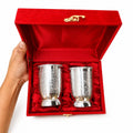 German Silver Coated Steel Glasses Set of 2 in Velvet Box