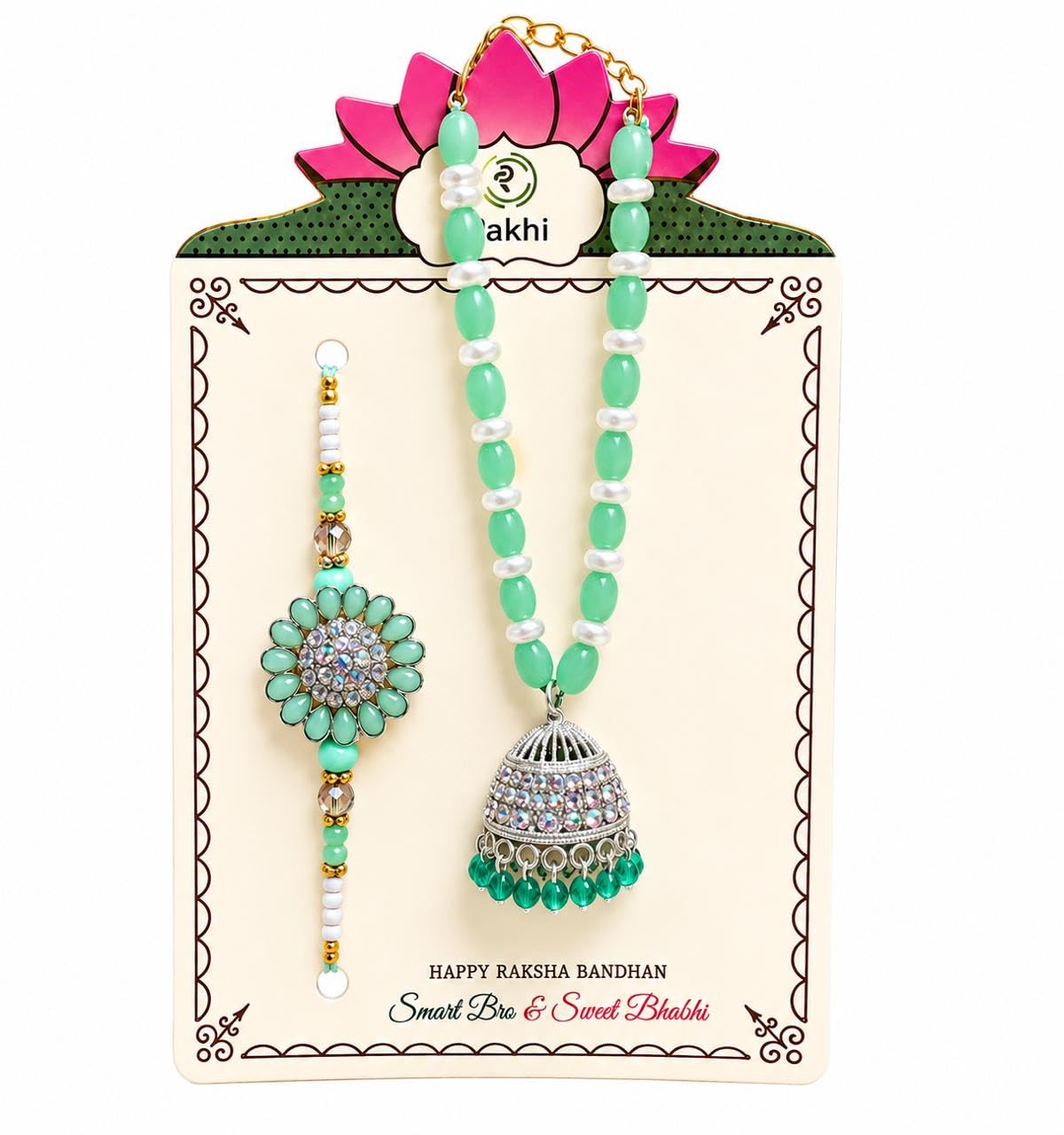 Raksha Bandhan Bhai Bhabhi Rakhi Set Pastel Green
