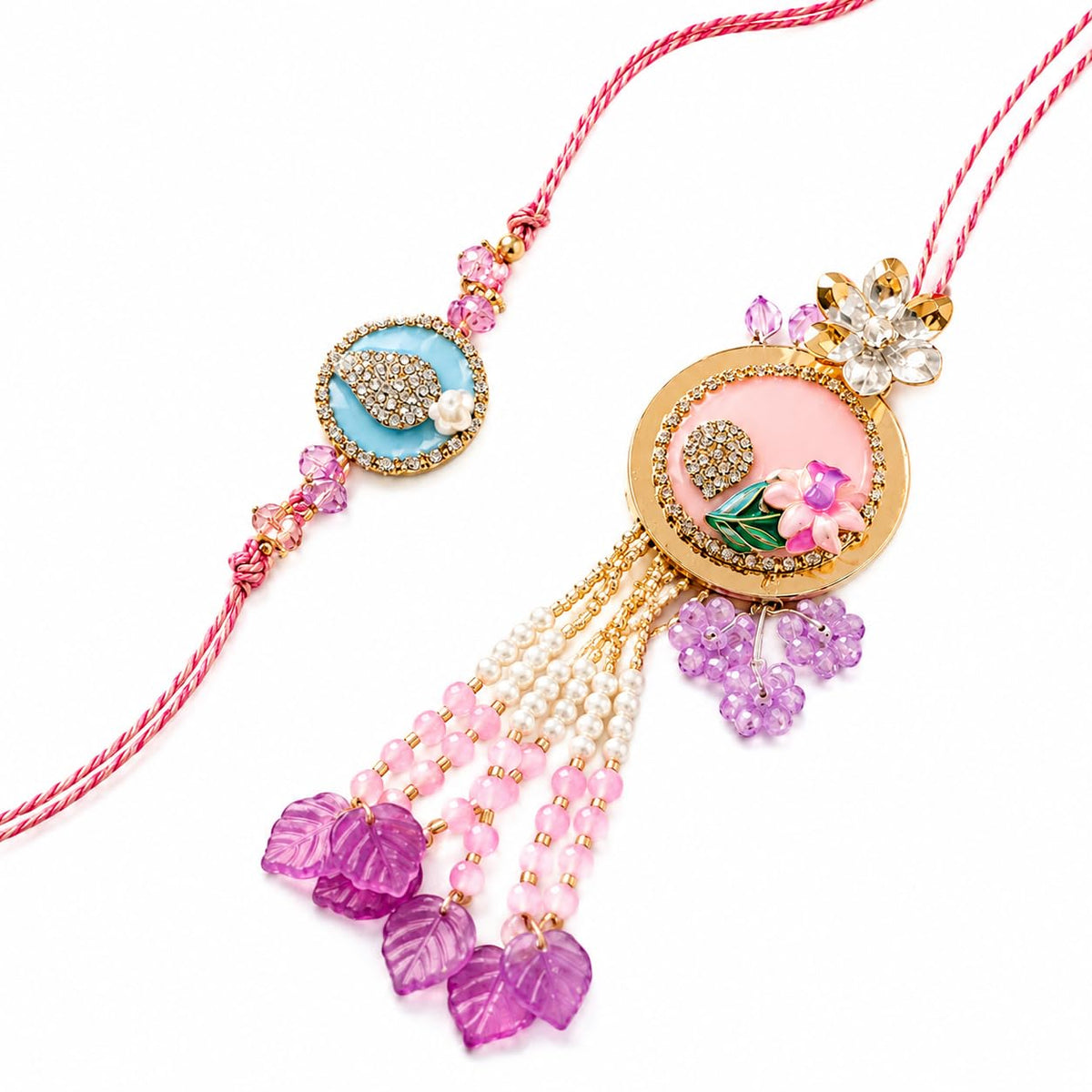 Bhai Bhabhi Rakhi Set with Lumba for Rakshabandhan