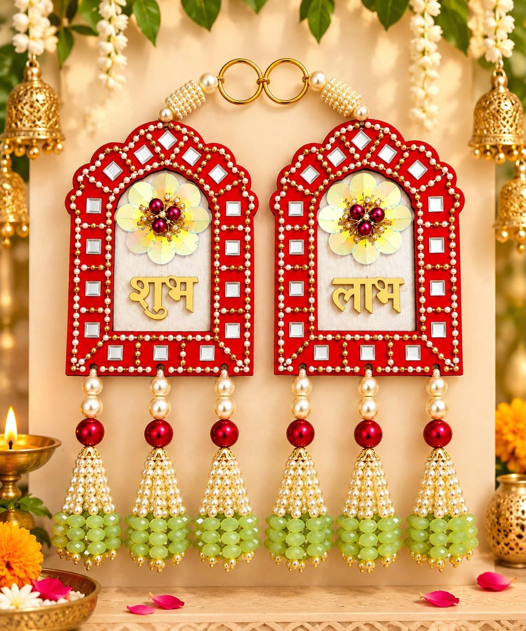 Shubh Labh Diwali Door Hanging Decor with Beaded Tassels