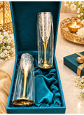 German Silver Coated Wine Glasses, Set of 2, with Velvet Gift Box