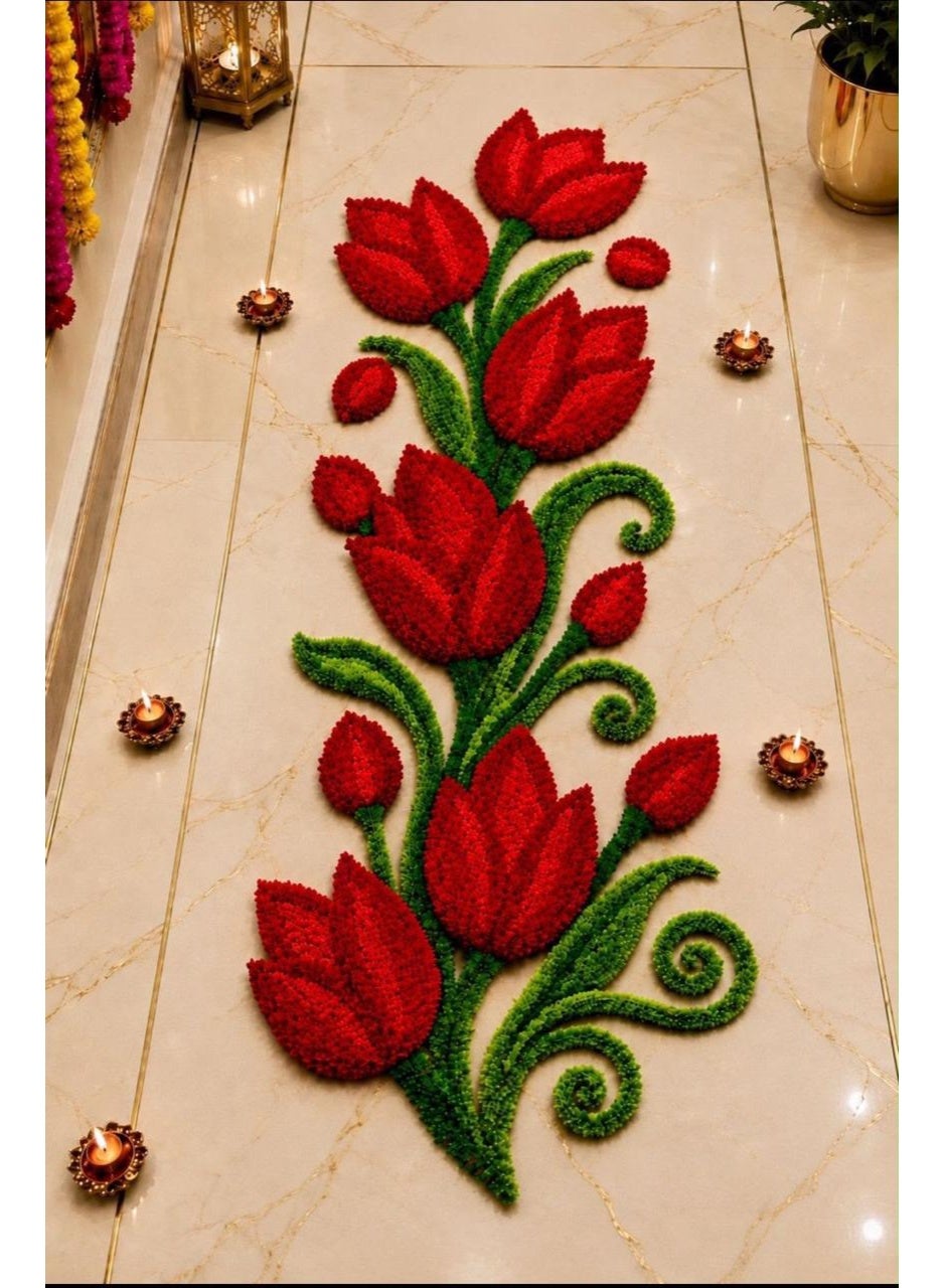 Utsav Tulip Trail Rangoli Mat, Pack of 1