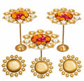Diwali Decoration Urli Set with Stands Gold Finish