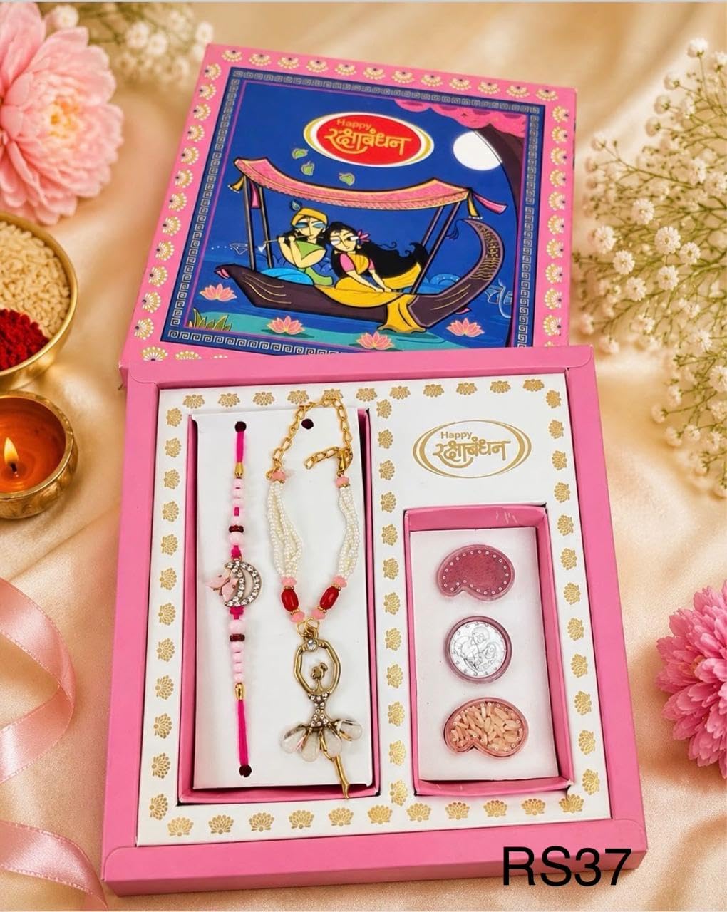 Bhai Bhabhi Rakhi Pair Rakshabandhan Gift Box Set