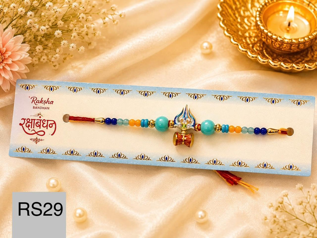 Raksha Bandhan Trishul Rakhi for Bhai with Beads