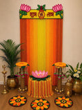 Handcrafted Ganpati Decoration Backdrop Set with Floral Decor