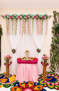Elegant White Floral Ganpati Decoration Backdrop Set