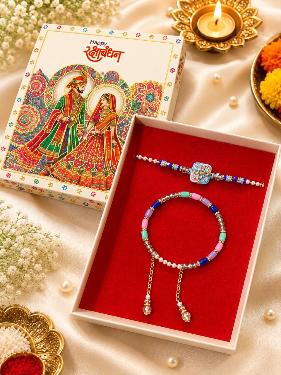 Bhai Bhabhi Kashmiri Bracelet Pair Rakhi for Rakshabandhan