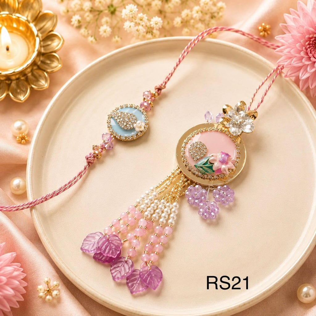 Bhai Bhabhi Rakhi Set with Lumba for Rakshabandhan