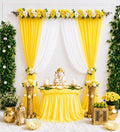 Rajshi Yellow & White Floral Ganpati Decoration Backdrop Set