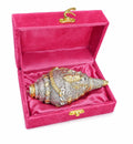 German Silver Coated Antique Shankh with Velvet Gift Box