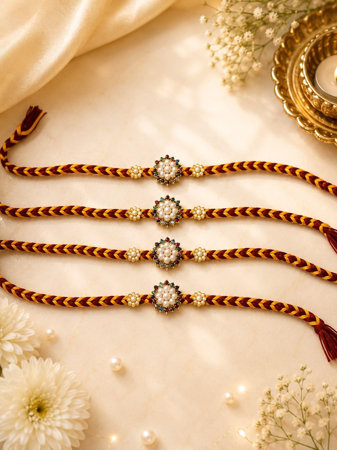 Kundan Pearl Rakhi for Rakshabandhan