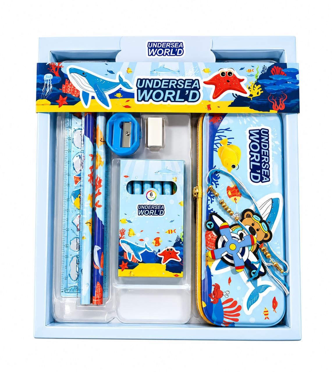 Undersea World Kids Rakhi with Stationery Combo Set