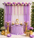 Lavender & White Floral Ganpati Decoration Backdrop Set