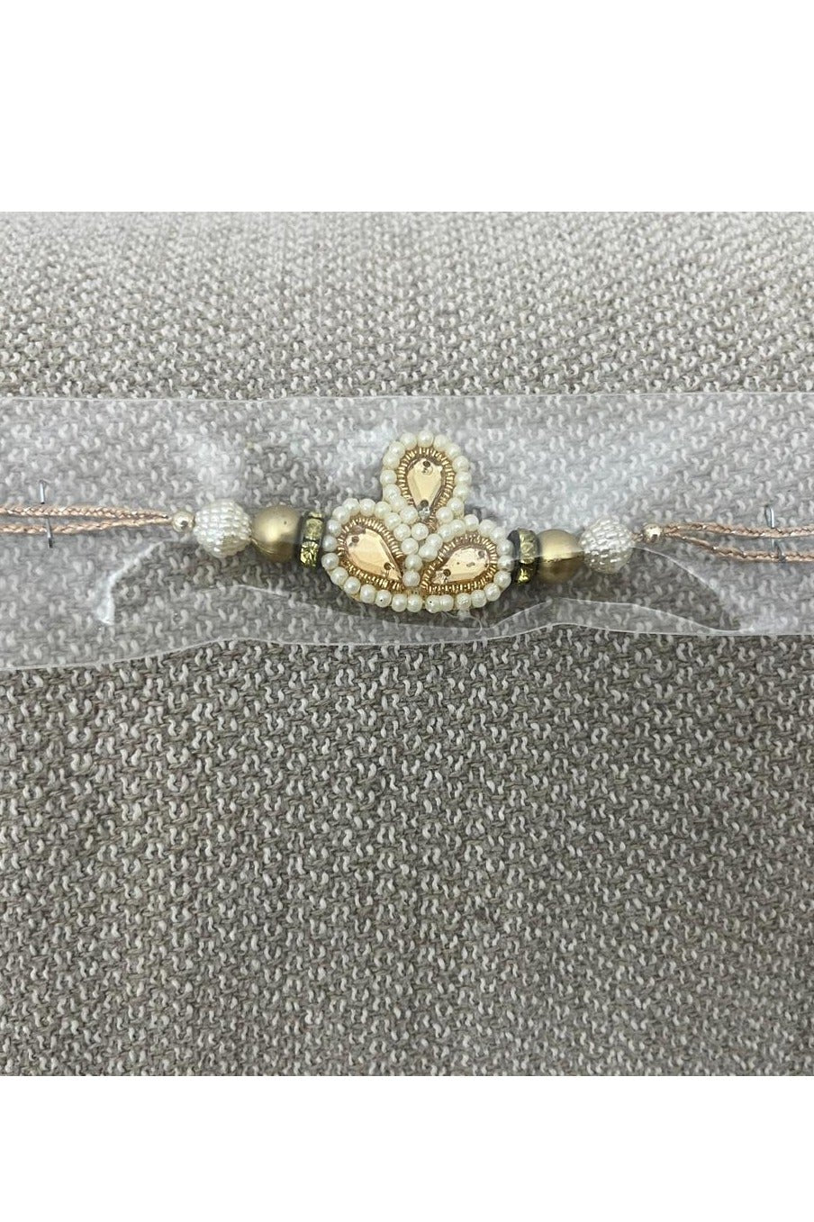 Single Pearl Rakhi, Golden, Pack of 1